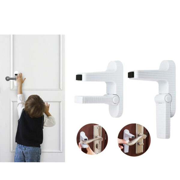 Doors. Easy One Hand Operation for Adults. Durable ABS with 3M Adhesive Backing. Simple Install, No Tools Needed (White, 4)