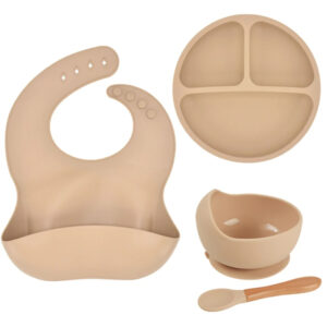 Silicone Baby Feeding Set 4pcs (Tan)