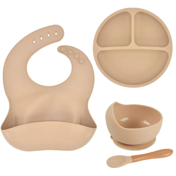 Silicone Baby Feeding Set 4pcs (Tan)